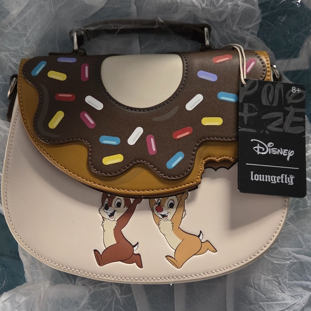 NWT Loungefly Disney Chip and Dale Donut Crossbody Bag